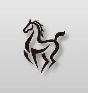 简约抽象派马匹标志设计